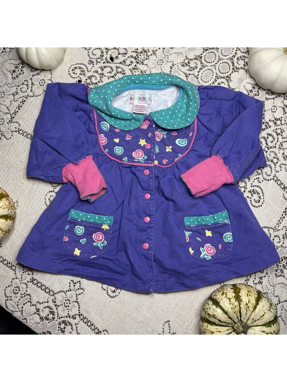 Rainbow tag Vtg Gymboree 90s Dress/coat/button Up Vintage Baby